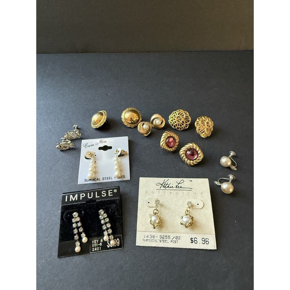 Vintage Earring Lot Bundle (9) Clip Pierced Screwback Retro 70s 80s 90s